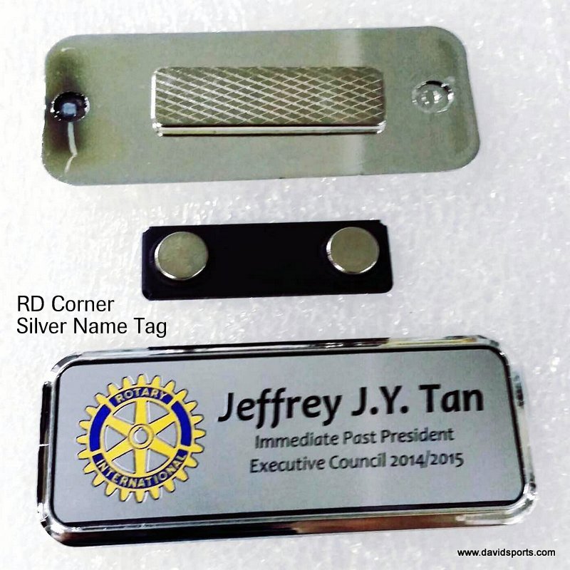 RD Corner Silver Name Tag — David Sports & Engraving