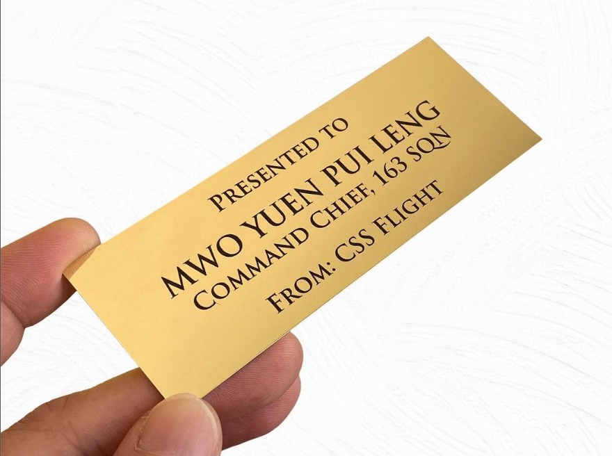 Gold Aluminium Plate — David Sports & Engraving