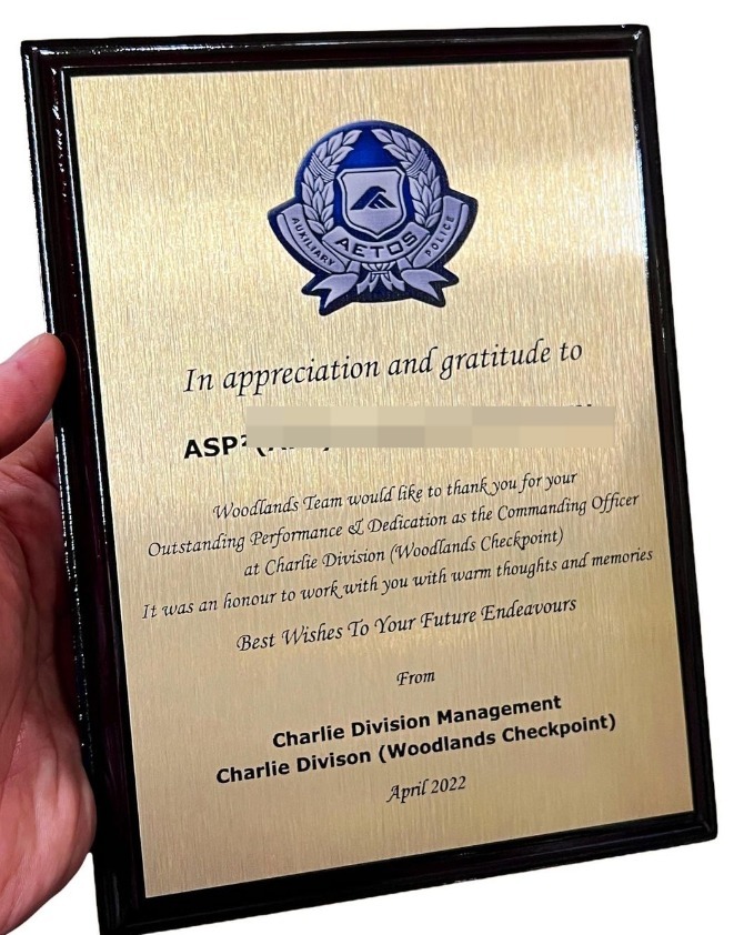 Customised Design Plaque with Gold Aluminium Plate — David Sports & Engraving