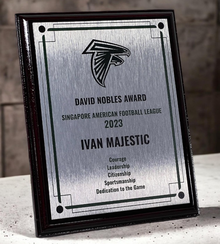 Customised Design Plaque with Silver Aluminium Plate — David Sports & Engraving