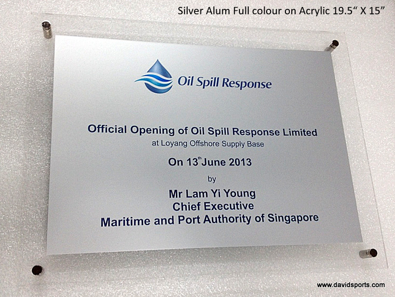 Silver Aluminium Acrylic Opening Plaque — David Sports & Engraving