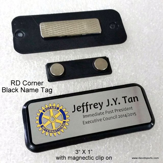 Black Round Corner Badge — David Sports & Engraving